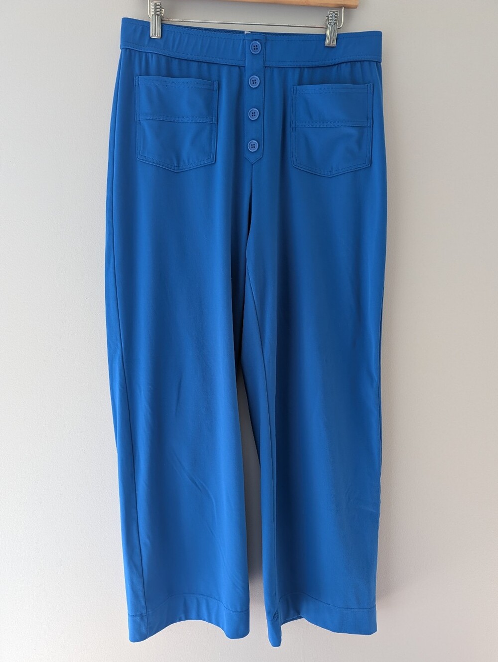 Halara XL Blue High Waist Wide Leg Pull On Pants Button Front Pockets